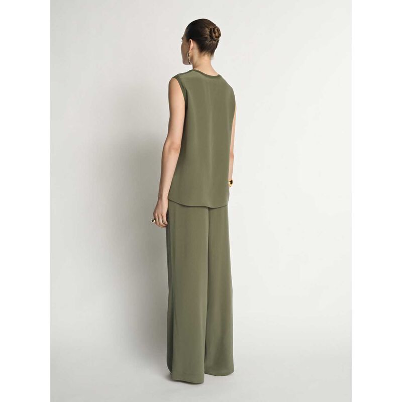 Veronika Maine Silk Rib Trim Tank image number 4